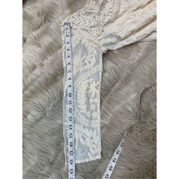 Express Women's Party Boho Dress Ivory Lace Overlay Fit & Flare Slip Size S - Picture 8 of 9